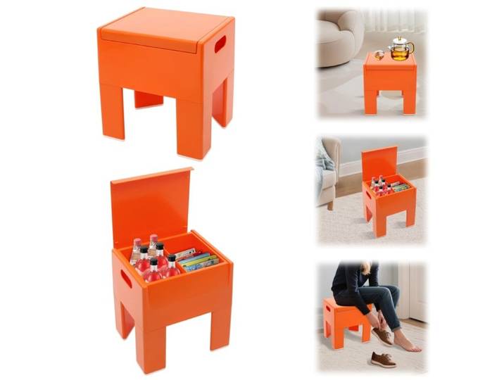 Tabouret de Changement de Chaussures avec Rangement - Tabouret pour Chaussures d'Entrée - Tabouret de Rangement - Orange - Tabouret
