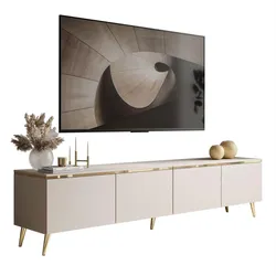 LOWBOARD TV-Schrank CELINE KASCHMIR 200 cm auf schrägen goldenen Chrom-Beinen