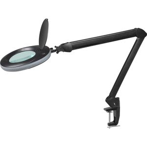 Lumeno Lupenleuchte 7213 MKIII, 127 mm Glaslinse, LED, 1,75x Vergrößerung (3 Dioptrien), schwarz, mit Tischklemme