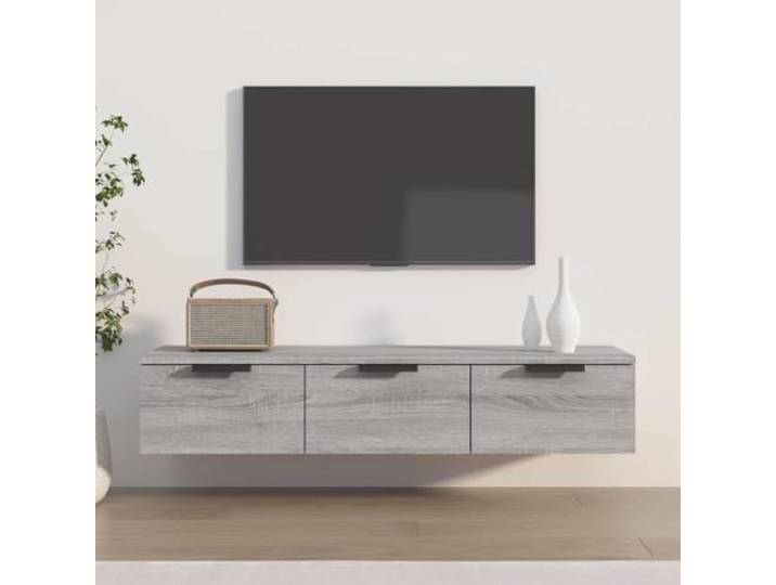 smnyxs Wandschrank Sonoma, grau, 102 x 30 x 20 cm, Holz, Technikholz Regal mit Schubladen, TV-Schrank, Werkzeugaufbewahrung, glatte Oberfläche, Wandmontage, inkl. Handbuch