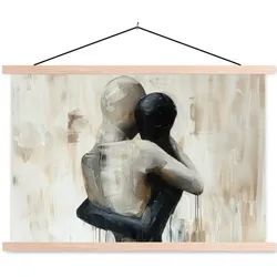 POSTER MIT MAGNETLEISTEN Abstrakt - Liebe - Schwarz und weiß - Modern Magnetleiste 120x80 cm
