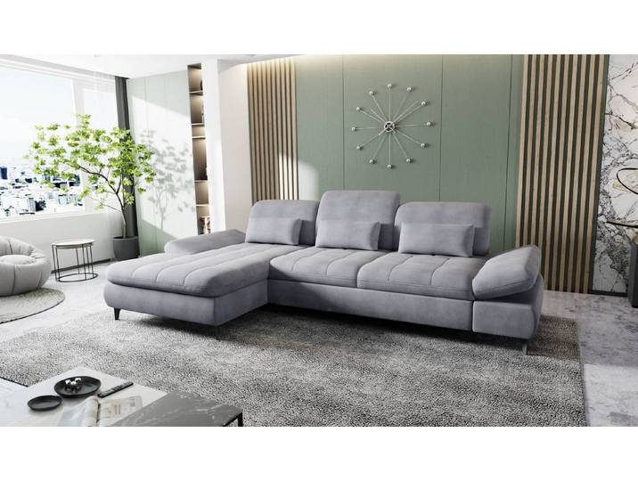 Hygger Möbelhaus Ecksofa Nola L-Form, Schlaffunktion & Bettkasten, Sitztiefenverstellung, B × T: 300 × 170 cm, Wellenunterfederung, kostenlose Lieferung inkl. Montage