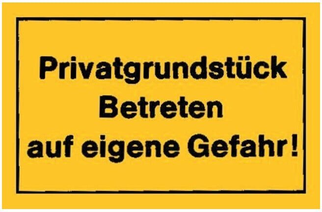 Panneau d’avertissement propriété privée jaune ; Siebdruck Jäger (4317784368001)