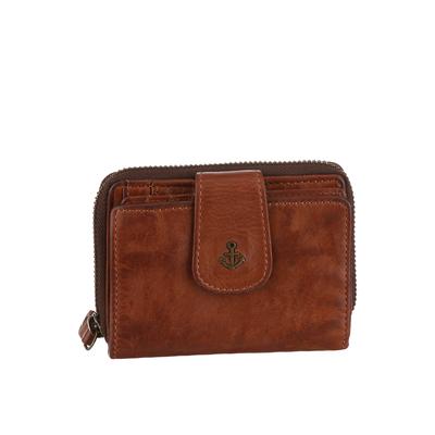 Geldbörse HARBOUR 2ND "Harbour Second Wallet Is", Herren, braun (cognac), Rindsleder, Kleinlederwaren, Unisex Geldbeutel, Portemonnaie mit Anker-Schmuckelement