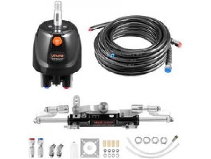 VEVOR hydraulische buitenboordmotor stuurkit, 220kW (300 pk) - Hydraulisch stuursysteem voor boten, met 6,9 MPa stuurpomp, tweeweg vergrendelingscilinder en 7,9 m lange slangen, voor één stuurstand, één motor
