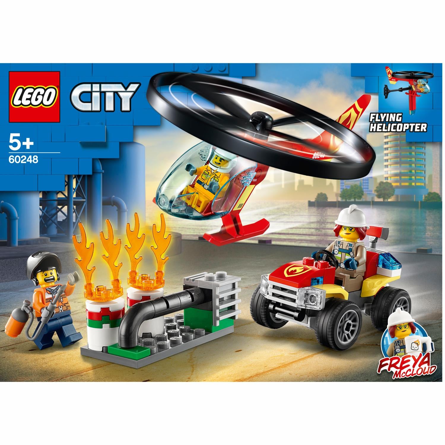 LEGO City 60248 Brandweeractie met brandweerhelikopter en quad
