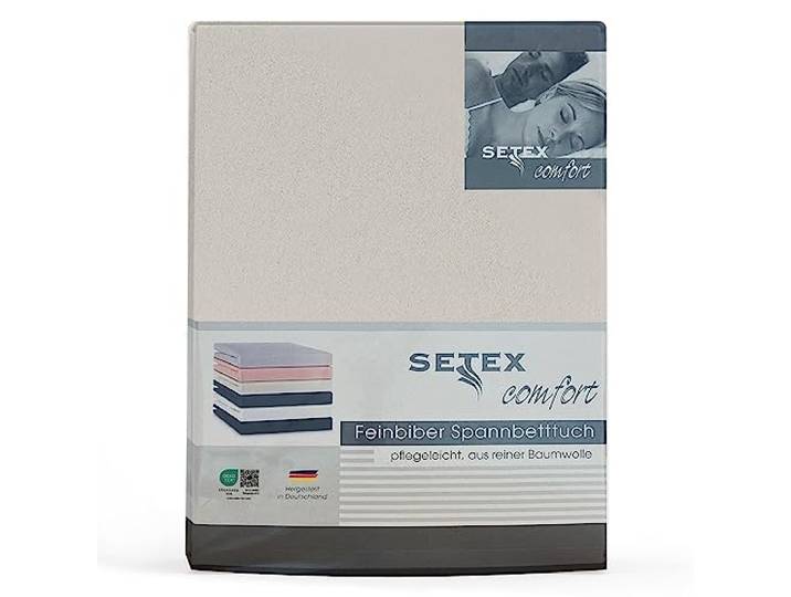 Setex - Feinbiber Bettlaken mit Gummizug kuschelig weich - Biber Spannbettlaken aus 100% Baumwolle mit rundum Spanngummi - Bettwäsche ganzjährig - Betttuch 140x200 cm Natur