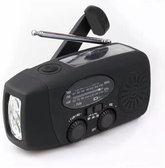 LightInthebox Portable Emergency Hand Crank Radio with AM, FM and Weather Band Reception, Solar and USB Charging, 2000mAh Phone Power Bank, Bright Flashlight and Reading Lamp for Camping, Storms and Power Outages