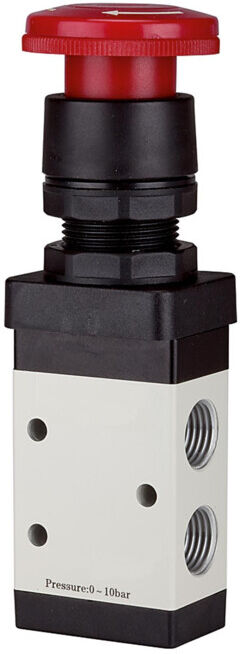 Riegler Distributeur 3/2 voies manuel M3 Bouton coup de poing Arrêt d'urgence NC G 1/4 (5157004)