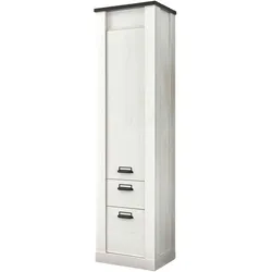 HOCHSCHRANK weiß Pinie, anthrazit Landhaus, Badschrank mit Soft-Close