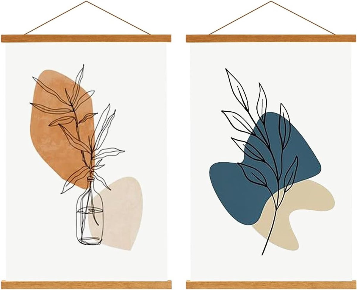 SnelShoppen Magnetische Houten Posterhanger Teakhout - 2 Verpakkingen
