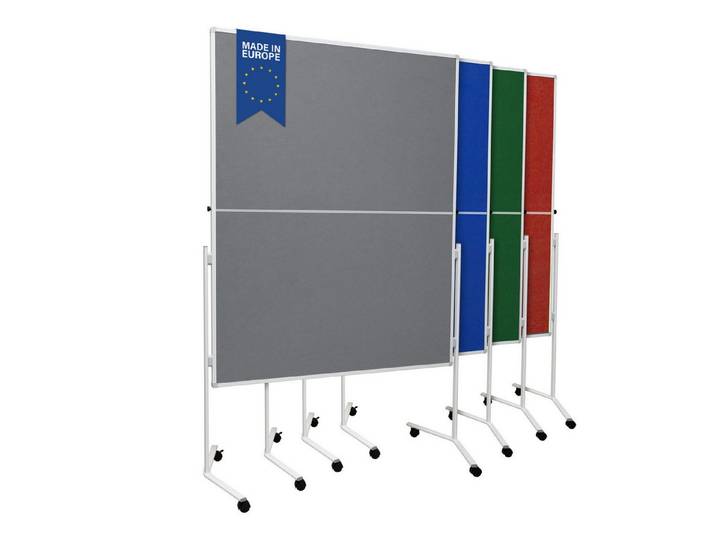 Viscom Standtafel FOLD - Moderationstafel faltbar - beidseitig nutzbar, Metaplanwand mit robuster Filzoberfläche für kreative Gedanken