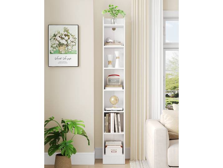 Étagère à 7 niveaux Hzuaneri, étagère sur pied à 7 niveaux, étagère de rangement, étagère pour objets de collection, panneaux réglables pour salon, bureau
