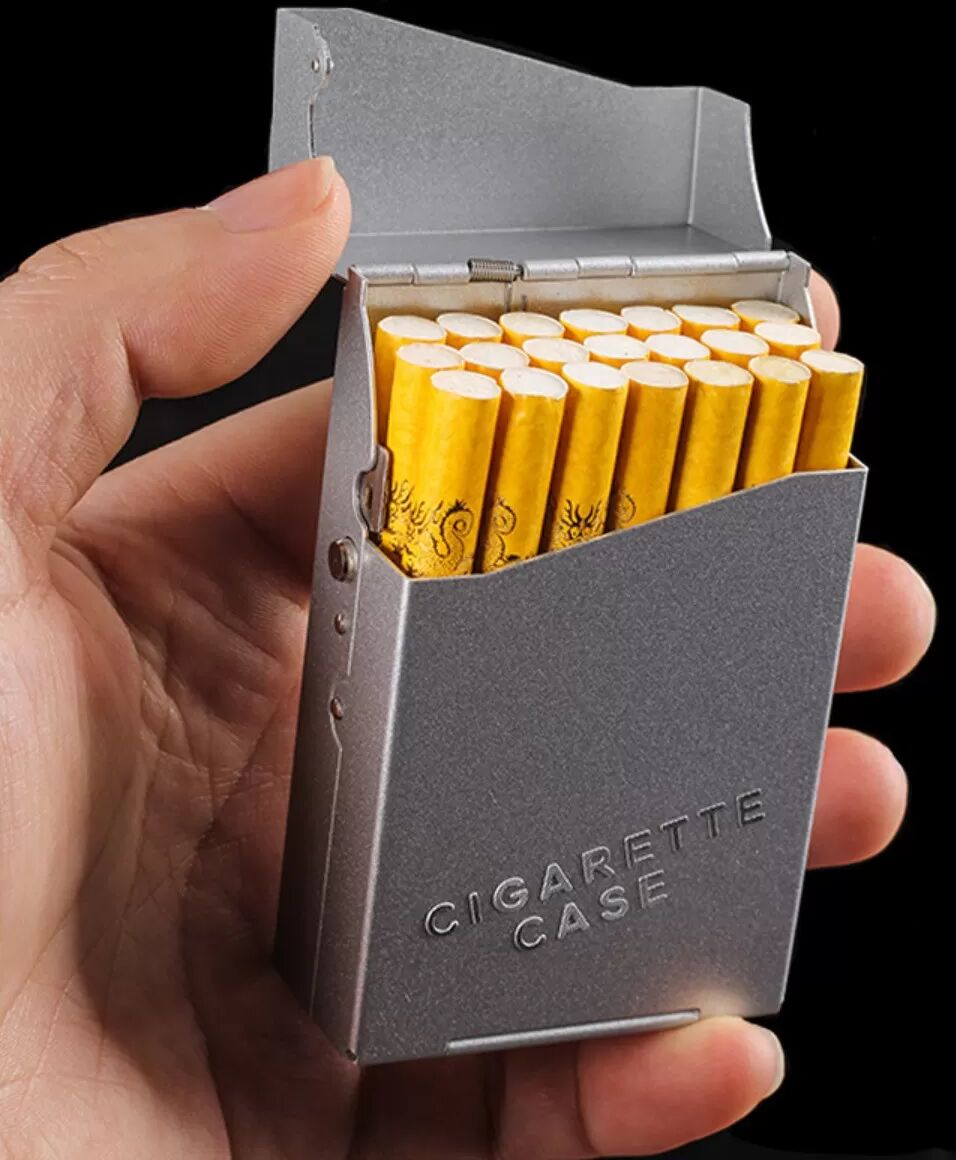 INF Étui à Cigarettes Automatique en Alliage d'Aluminium - Contient 20 Cigarettes Épaisses Argent