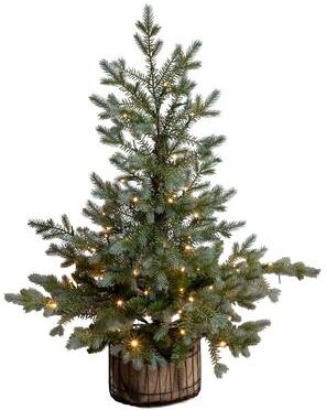 Nearly Natural 3-ft Pre-Lit Pine Tree with 60 LED Lights in Jute Wire Planter