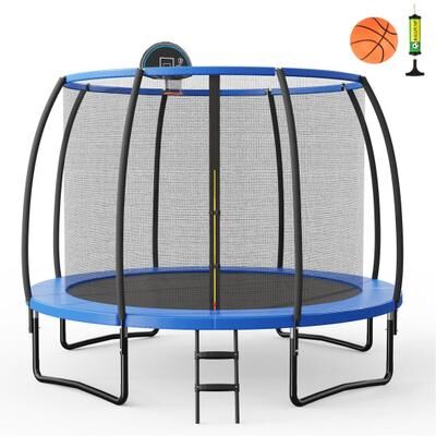 Costway 8/10 Feet Recreational Trampoline with Basketball Hoop-12 ft