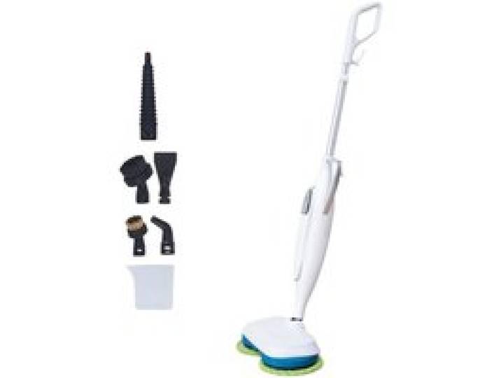 Balai Vapeur Rotatif Double Tête Nettoyeur Vapeur Haute Température Balai Serpillière Microfibre pour Sol Carrelage Parquet