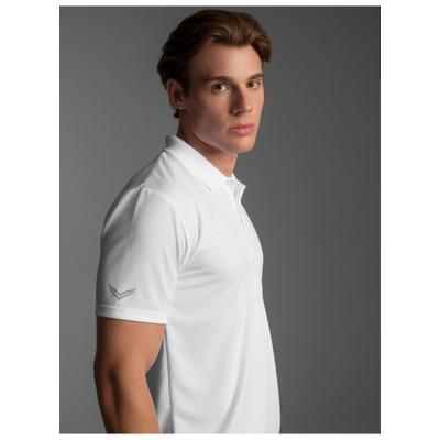 Poloshirt TRIGEMA "TRIGEMA Klassisches Poloshirt COOLMAX", Herren, Gr. XL, weiß, Trikot, 100% Polyester (recycelt), lang, ohne Ausschnitt, Shirts