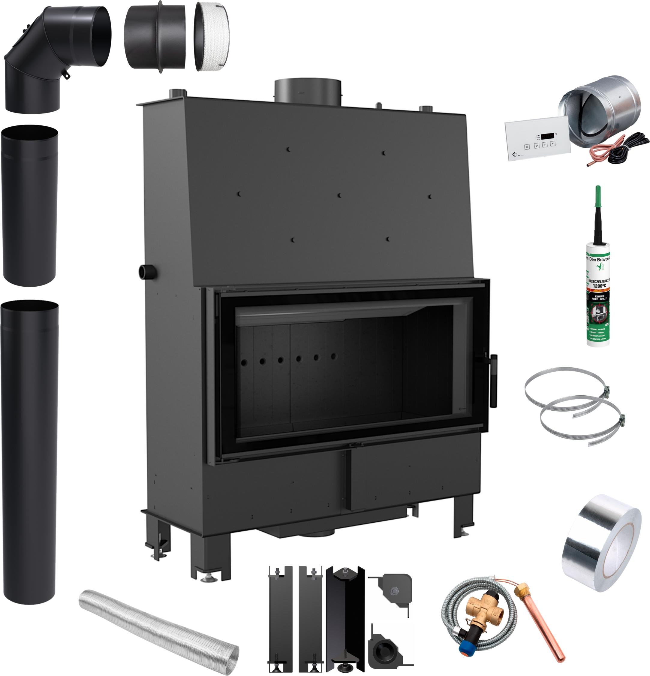 Wasser Kamin Einsatz KRATKI LUCY 20kW Ø200 schwarz Montage Set