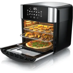 Arendo Heissluftfritteuse XXL 16 L, Multifunktionsofen, Umluft, Drehspiess, Dörrautomat, 1800 W, Fritteuse, Silber