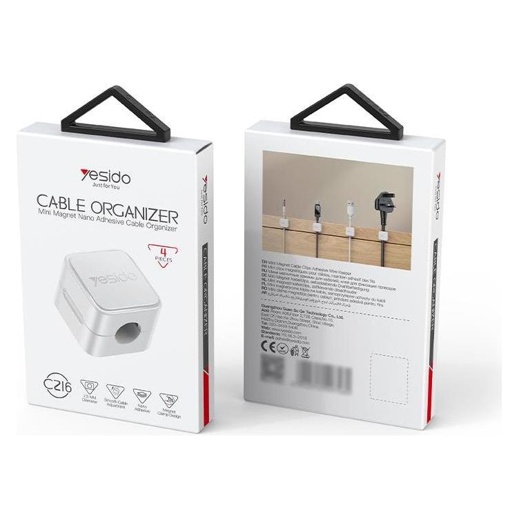 Yesido - (4 pack) Cable Organizer (C216BL) - Magnetic Clips, Strong Adhesive, Mini Design - Black (57386206)