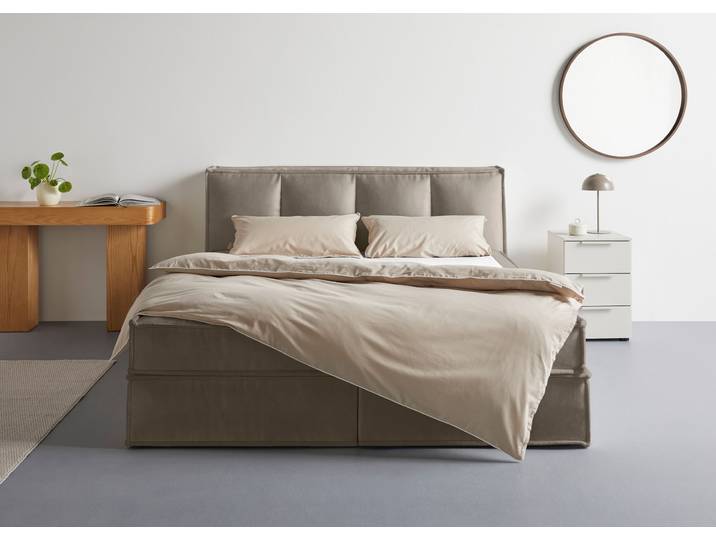 Boxspringbett, 190x230 cm, Polyester, Silber, Inkl. Topper & 2 Matratzen, Modern, LeGer
