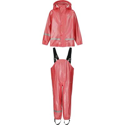 Regenanzug ZIGZAG "Sylvia", Kinder, Gr. 128, rosa (pink, rot), 100% Polyester, unifarben, Sportanzüge Regenanzug, reflektierende Elemente