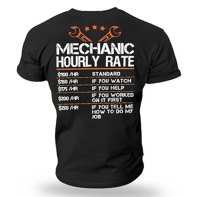 Lustiges Mechaniker-Stundenlohn T-Shirt für Männer mit humorvollen Arbeitsregeln für Kfz-Techniker