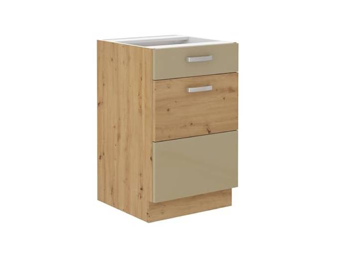 Kuechen-preisbombe Unterschrank 50 Eiche Artisan Cappuccino Glanz Küchenzeile Vollauszug Soft-Close