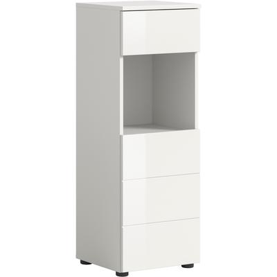 Unterschrank WELLTIME "BIEL, Höhe 106 cm,1 Tür, 1 Schubkasten", weiß, B:38cm H:106cm T:34cm, FSC-zertifizierter Holzwerkstoff, Schränke, Unterschrank, Türanschlag wechselbar, modernes Design, Badschrank, Unterschrank, Bad