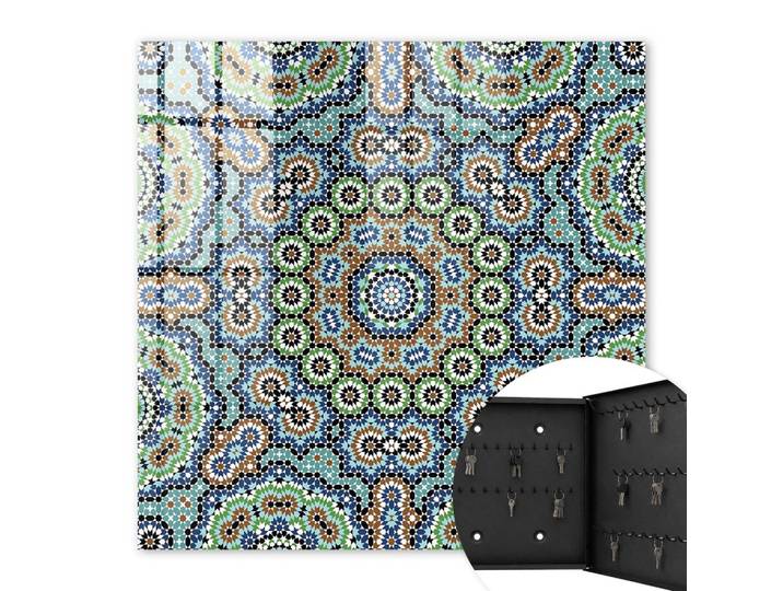 SCHLÜSSELBOX Schwarz 30x30 cm- Türöffnung nach rechts - Farbenfrohes Mosaik
