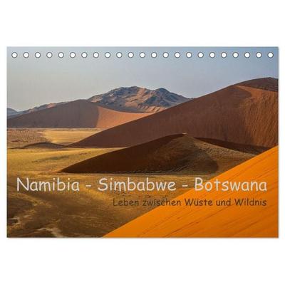 Namibia - Simbabwe - Botswana Leben zwischen Wüste und Wildnis (Tischkalender 2026 DIN A5 quer), CALVENDO Monatskalender