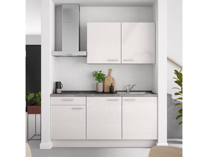 Küchenzeile Low-Line Flash Kombi A 180cm Ausrichtung links Grau/Seidengrau Beko