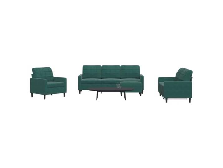 LPERTGFHU 4-TLG. Sofagarnitur, Dunkelgrün Samt-Polsterung, Wohnzimmer-Set Inklusive Fußhocker, Modernes Design, Metallgestell, Einfache Montage