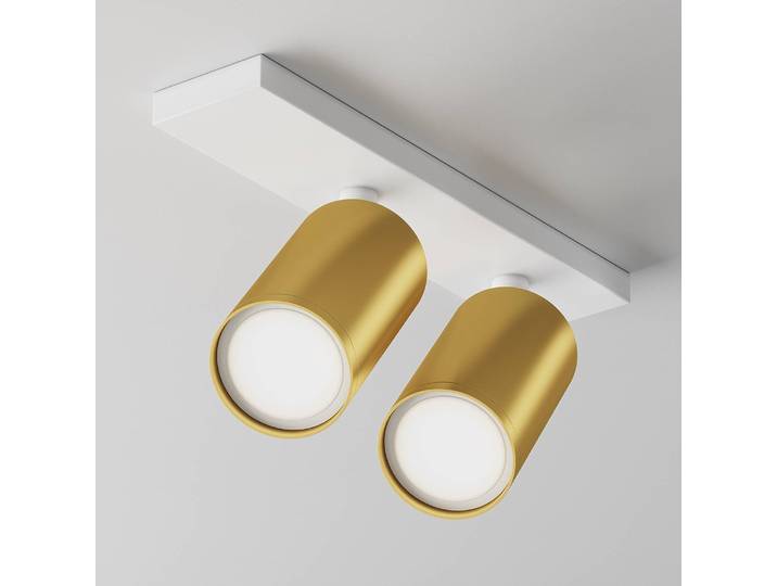 Plafonnier Focus S - Type A 6 x 12 x 34cm Blanc/Doré Aluminium GU10