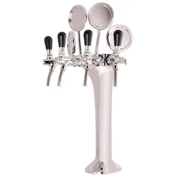 Ich-zapfe Schanksäule, Bierzapfsäule 4-leitig, Chrom, Getränkespender Zubehör, Silber