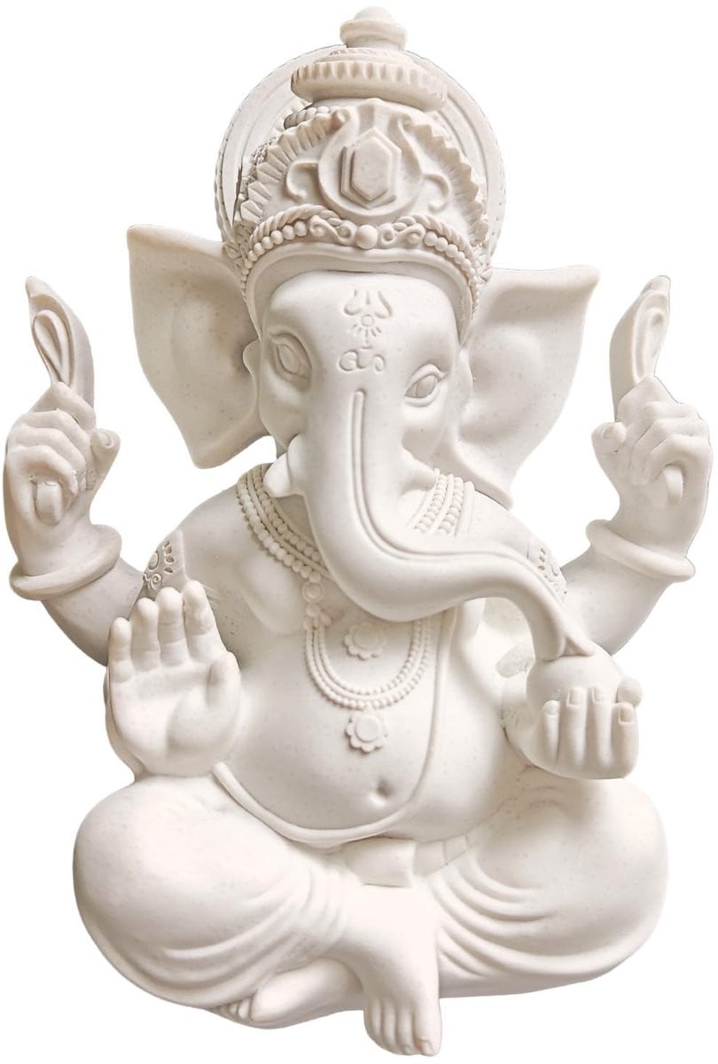 Merkloos decoratief Ganesha Boeddha beeld voor op tafel, wit
