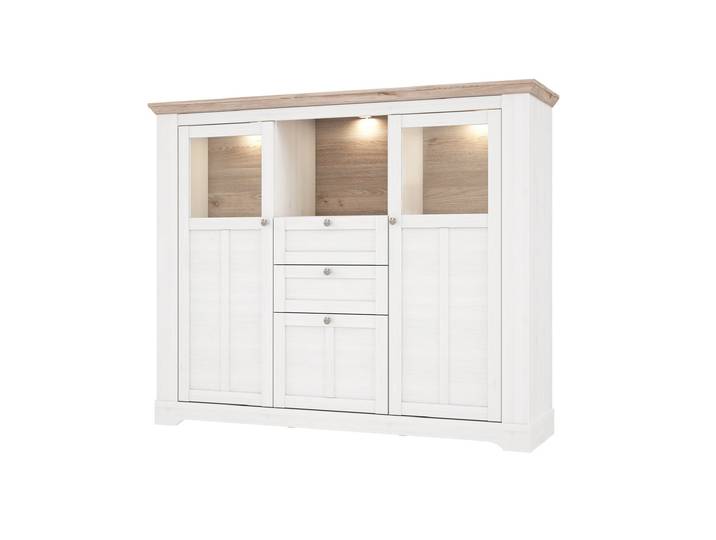 Highboard Schneeeiche 136 cm mit LED - Beleuchtung - ILOPPA