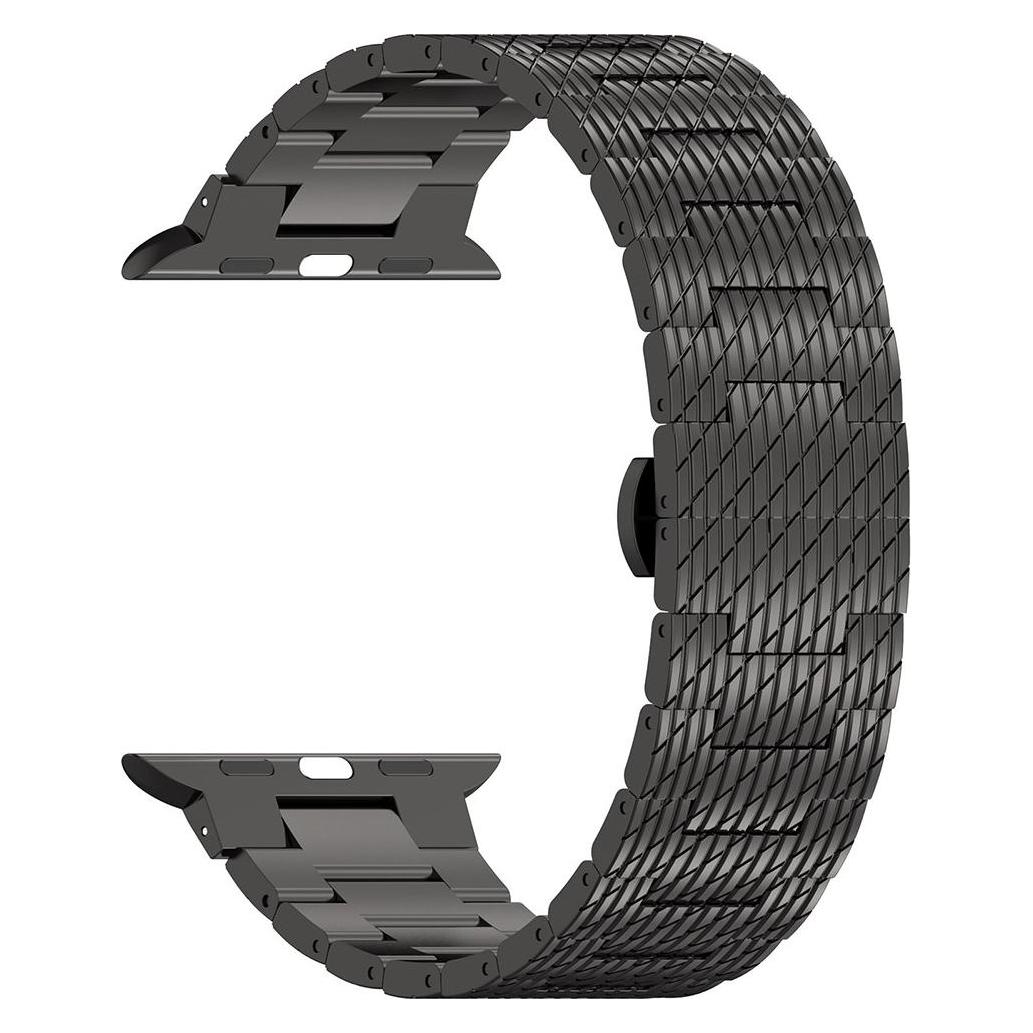 Techsuit - Watchband 32mm (W052) - Apple Watch 1/2/3/4/5/6/7/8/9/10/SE/SE 2 (38/40/41/42mm) - Black (Edelstahl) (56349511)