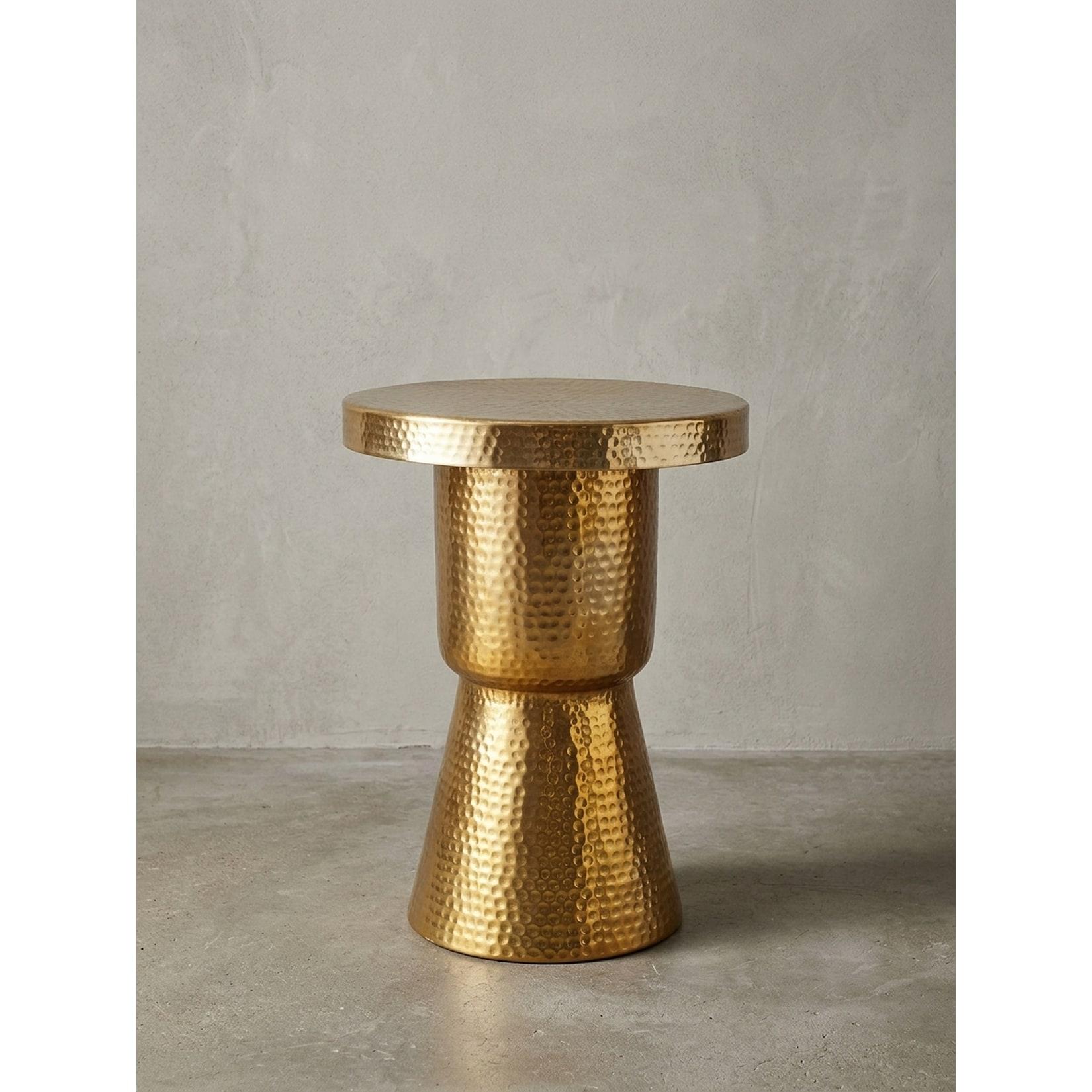 Beistelltisch – Rund Aluminium Gold Hammerschlagoptik 43x59x43 cm orientalisch