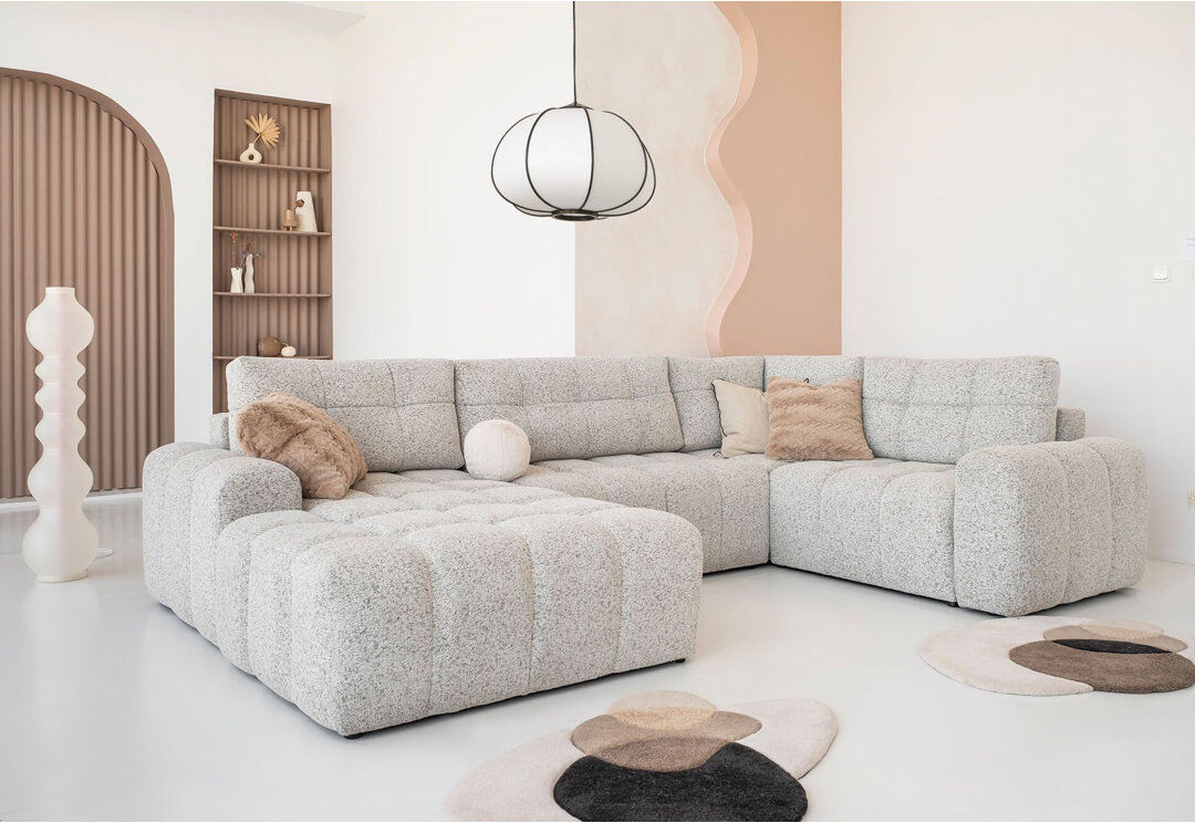 MiuForm Lulu 8 Seater Corner Sofa Bed Light gray 94cm H X 333cm W X 213cm D