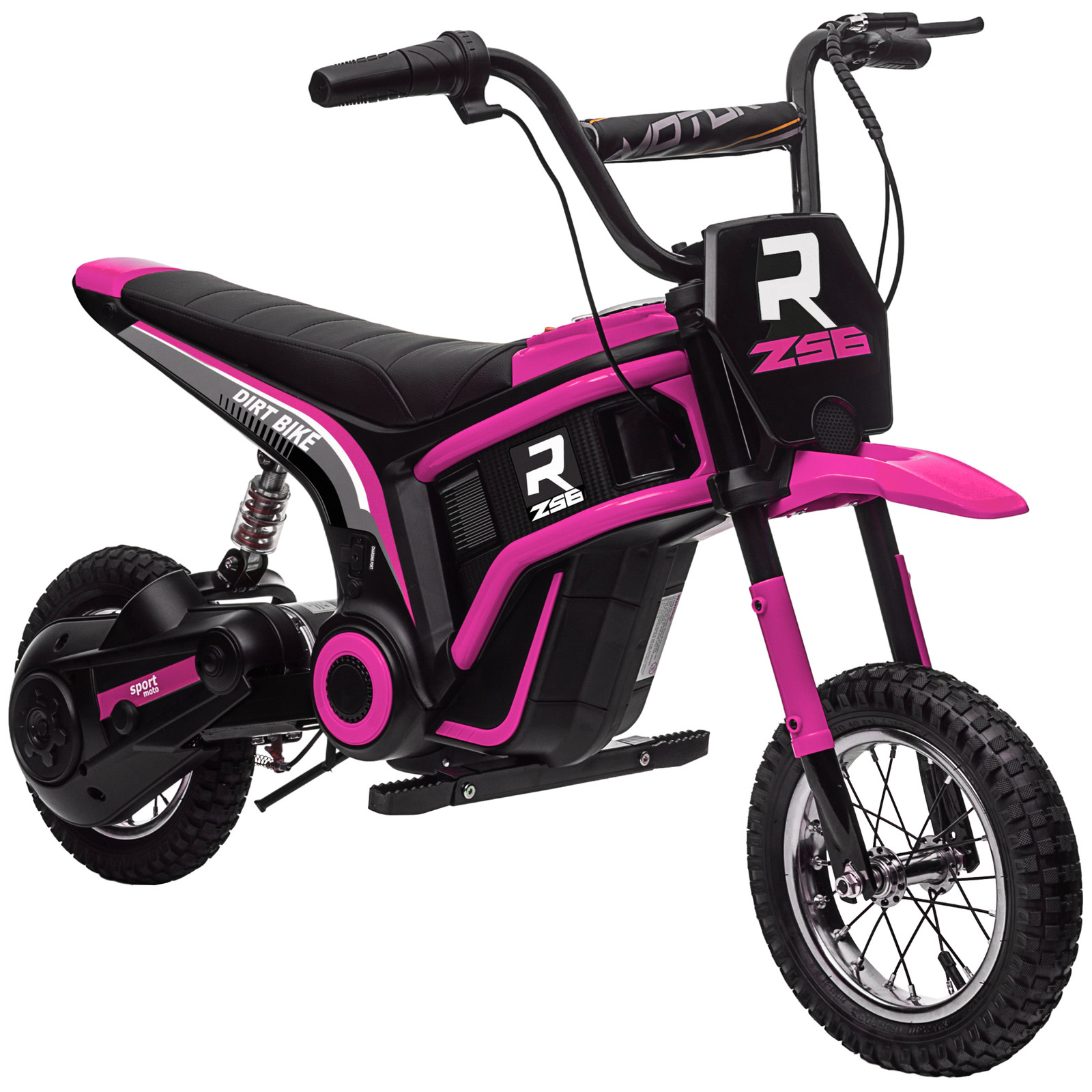 HOMCOM Elektrische Motorfiets voor Kinderen 24V met Claxon en Verlichting, Roze