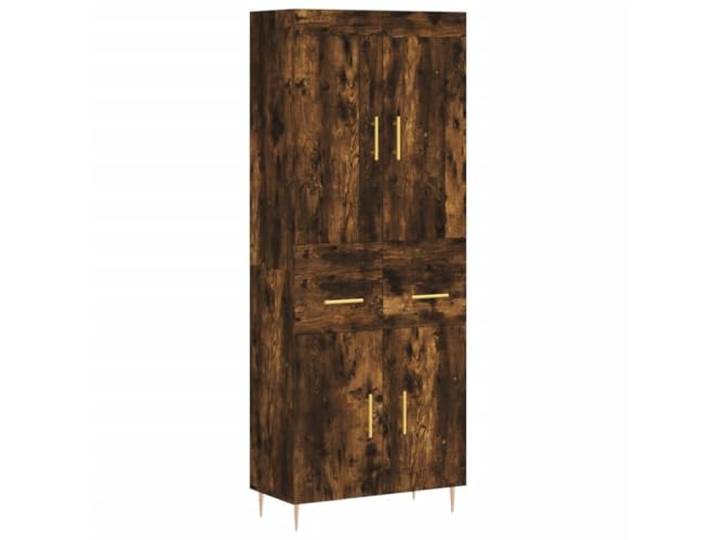 Mhdvray Highboard Räuchereiche 69,5x34x180 cm Holzwerkstoff Schrank Kompakter Standschrank fürs Wohnzimmer: Stabile Metallbeine und geräumige Fächer schaffen verlässliche Ordnung im Alltag.