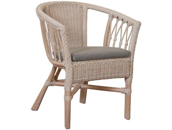 Krines Home Sessel Stapelbarer Rattansessel Bistro Sessel mit Armlehnen Flechtsessel (Sessel nach Auswahl ohne oder mit Polster), in Handarbeit geflochten
