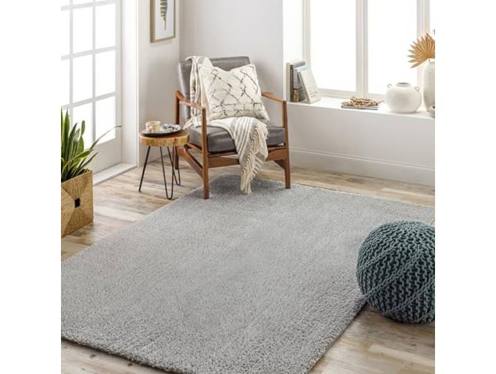 Livabliss Shaggy Berber - Flauschiger groß für Wohnzimmer, Esszimmer, Schlafzimmer, Langflor Hochflor e flauschig - 160x213 cm, Wohnzimmer in Hellgrau