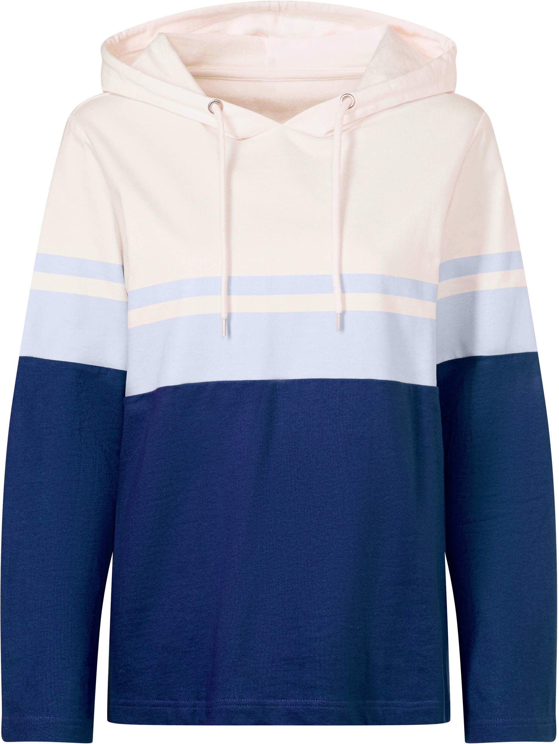 Sieh An! Sweatshirt SIEH AN "Sweatshirt Sweatshirt im Color-Blocking-Dessin", Damen, Gr. 52, dunkelblau, hellblau, Sweatware, , Sportlich, Sweatshirts Sweatshirt