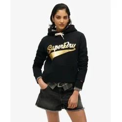Superdry für Damen. W2012491A Kapuzenpullover Super Athletics schwarz (XL), Lässig, Baumwolle