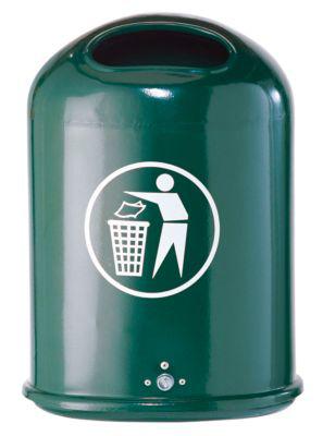 Abfallbehälter oval, 45 Liter, ohne selbstschließende Edelstahlklappe, grün