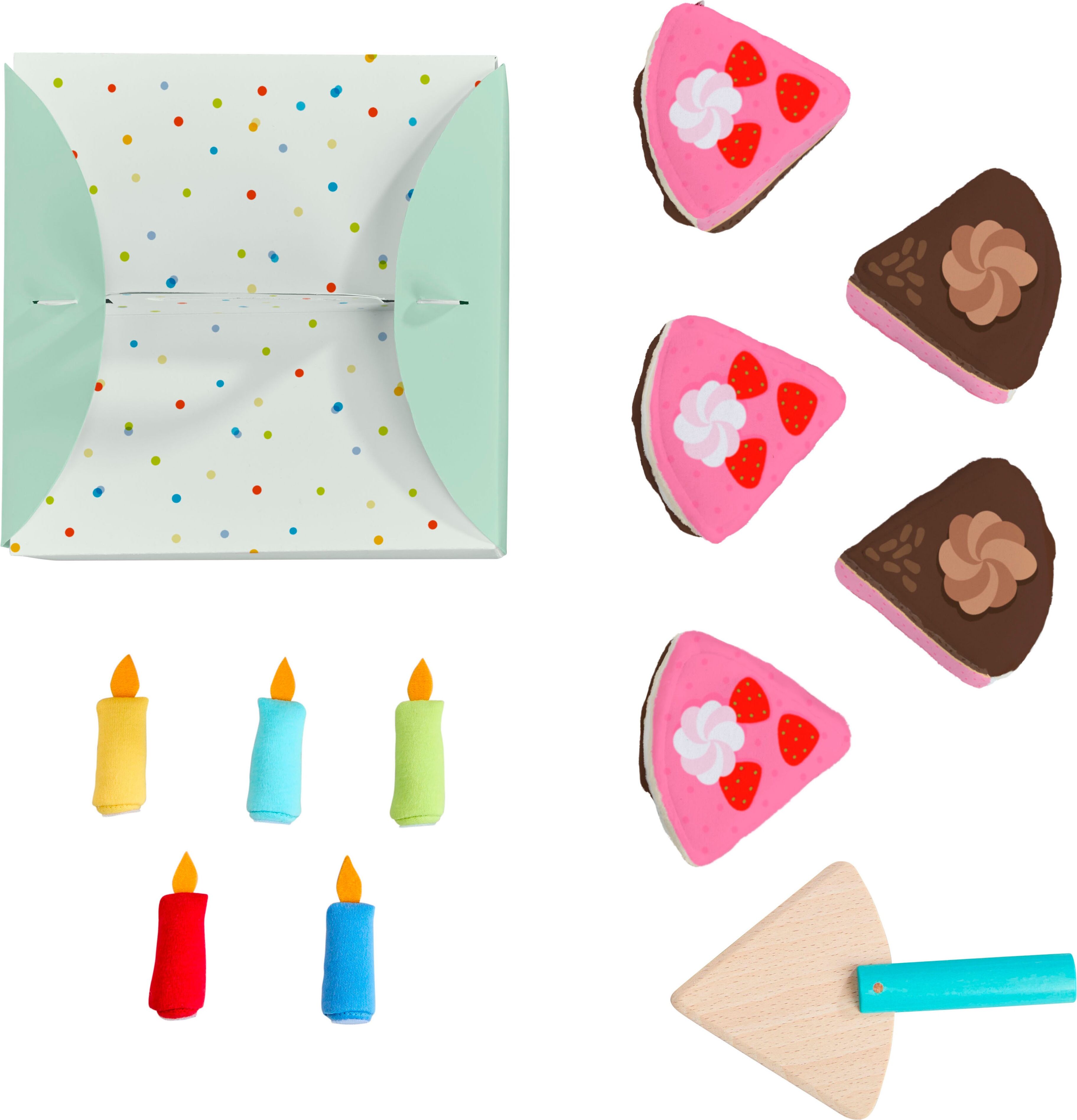 Spiellebensmittel HABA "Creative Play - Geburtstagstorte", bunt, Kaufladensortimente, Kinder, Holz, Papier, Polyester, Spiellebensmittel