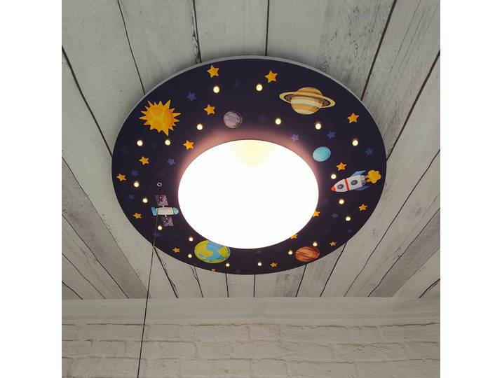 Niermann Standby Deckenleuchte Weltall mit LED-Sternenhimmel, blau, für Kinderzimmer, Kunststoff, Deckenlampe